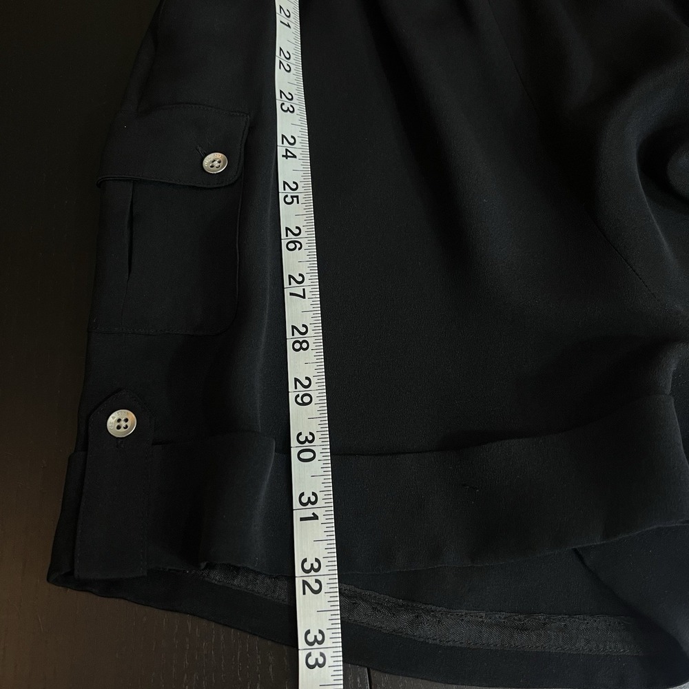 RAG & BONE 100% Silk Romper Size 4 Black Cuffed Capsule Minimalist Short Sleeve - Picture 11 of 12